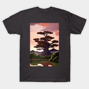 cool ukiyo-e sunset design T-Shirt